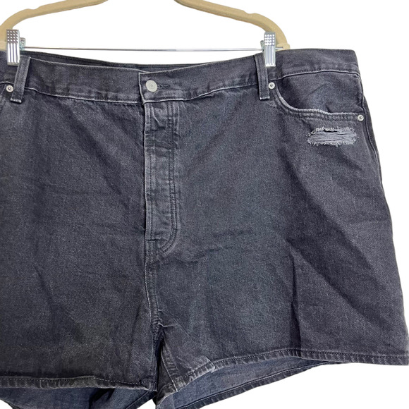 Old Navy Womens Black Denim Shorts Plus Size 26 High Rise Slouchy Straight - Picture 2 of 6